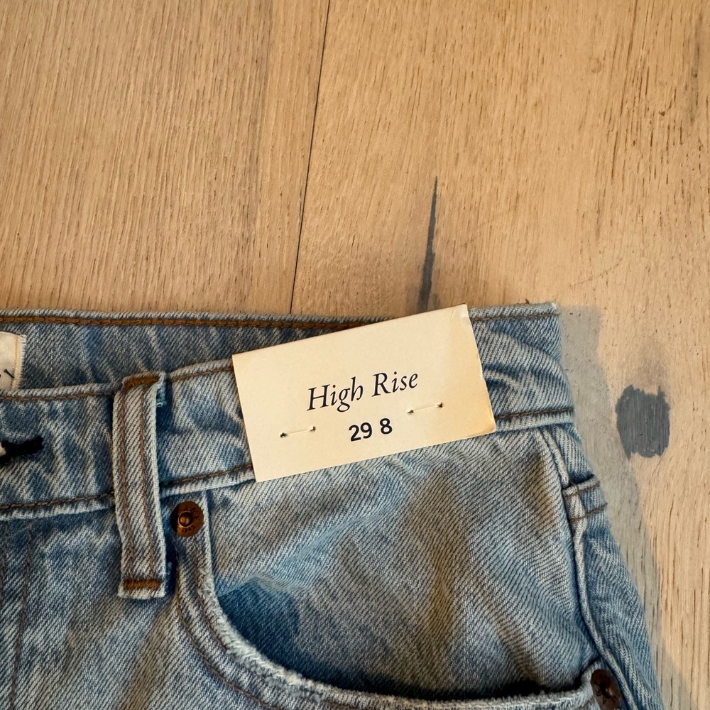 Abercrombie & Fitch High Rise Denim Midi Skirt Light Wash Front Slit - Picture 3 of 8